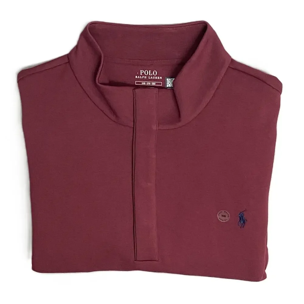 Polo Ralph Lauren Pullover Men's 4XB Big & Tall Mock Neck Snap Button Red NEW